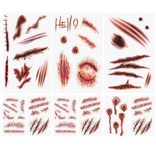 Halloween Tattoos(9 Sheets),Scar Tattoos Stickers with Fake Scab Blood,Zombie Makeup Halloween Face Stickers,Temporary Tattoos For Men Women
