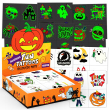 Halloween Party Bag Fillers for Kids, 192pcs Glow Temporary Tattoos