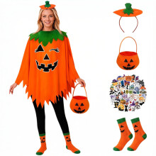 Halloween Costumes Adult Women, 5PCS Pumpkin Costume Women with