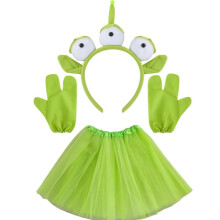 3 Pcs Alien Costume Sets, Alien Headband with Tutu Skite Gloves for Kids, Ears Cute Costume Funny Headwear for Halloween Cosplay Parties & Photos