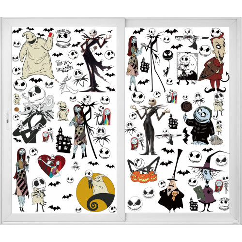 12 Sheets Big Size Window Clings Halloween Window Clings Nightmare