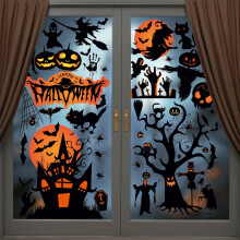 Halloween Window Stickers, Castle Bat Ghost Pumpkin Scary Halloween
