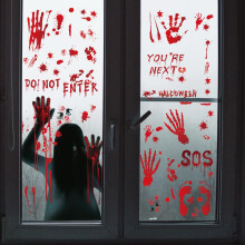 Large Halloween Window Stickers Bloody Double Sided Clings for Glass