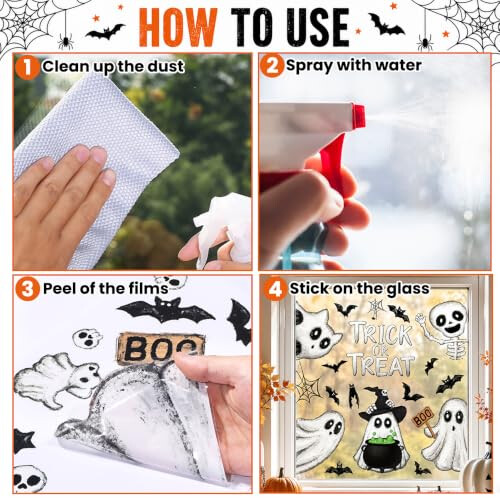 6 Sheet Halloween Ghost Window Stickers Halloween Bat Window Static 1