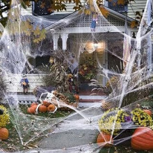 Halloween Spider Web 300g with 60pcs Fake Plastic Spiders,Halloween Decorations for Indoor Outdoor Stretchable White Cobwebs Window Decorations