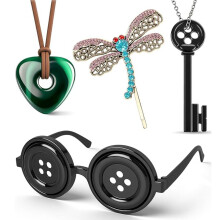 for Halloween Christmas Cosplay Button Key Necklace Glasses Dragonfly