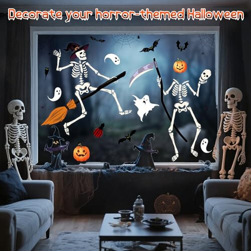 Large Halloween Window Stickers, Isisyu 9 Sheets Halloween Window 1
