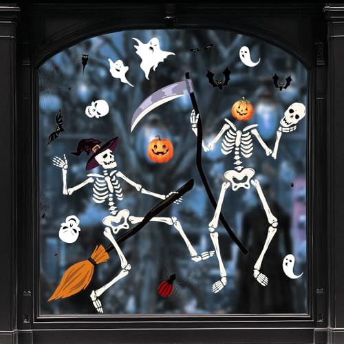 Large Halloween Window Stickers, Isisyu 9 Sheets Halloween Window 2