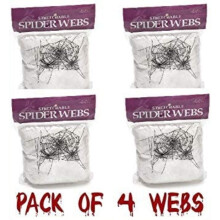 of 4 White Webs Halloween Decoration Props Spider Webs including