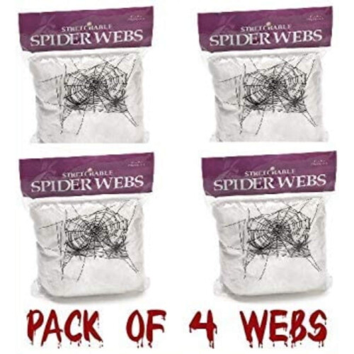 of 4 White Webs Halloween Decoration Props Spider Webs including
