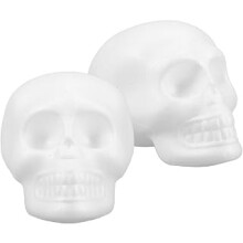 Paintable Skull Heads Hanging Decors 2 Pack Foam Skull Ornament for Crafts White Foam Heads for Halloween Party Home Decoration Ghost Festival