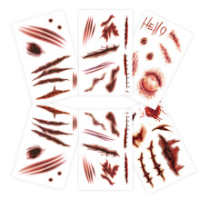 Halloween Tattoos(6 Sheets),Scar Tattoos,Zombie Makeup Halloween Face Stickers,Fake Scab Blood Special Fx Costume Make up Props(Large)