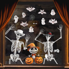 Halloween Window Stickers Large 9 Sheets,DXTXTJ Halloween Window Decorations with Ghost Pumpkin for Halloween Party Indoor Outdoor