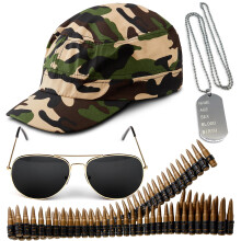 4pc Army Fancy Dress Accessories Set Halloween Army Costume