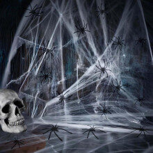 Halloween Spider Web Decoration 60g Halloween Cobwebs with 30pcs Fake Spiders, Scary Spider Webs for Outdoor Haloween Party Decorations