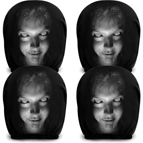 Face Headrest Covers,Scary Covers for Cars, Halloween-Themed Fun