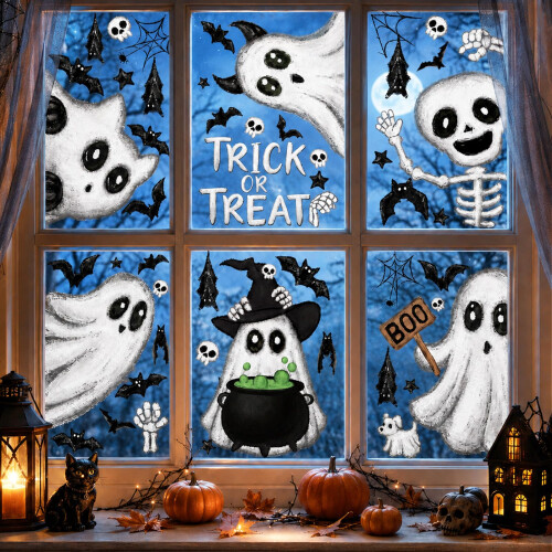 6 Sheet Halloween Ghost Window Stickers Halloween Bat Window Static