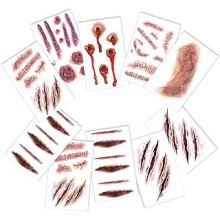 Halloween Tattoo Gesicht,Narben Tattoos,Zombie Wunden Halloween Gesichtstattoo,Spezial Fx Kostüm Make Up