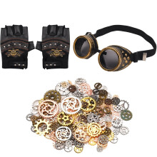 3 Pieces Steampunk Goggle Fingerless Gloves Steampunk Cogs Halloween Vintage Cosplay Costume Accessories