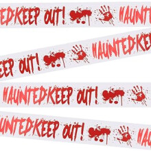 Halloween Scary Bloody Hazard Warning Tape, Red Creepy Scene Tape Tape Non-stick for Zombie Party,Indoor Party,Decorations Tape(9.15M)