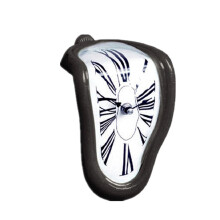 (Black) Surreal Distorted Clock 175*115*145mm Silent Scanning Melting Watch Pedestal Clock Gift Decoration