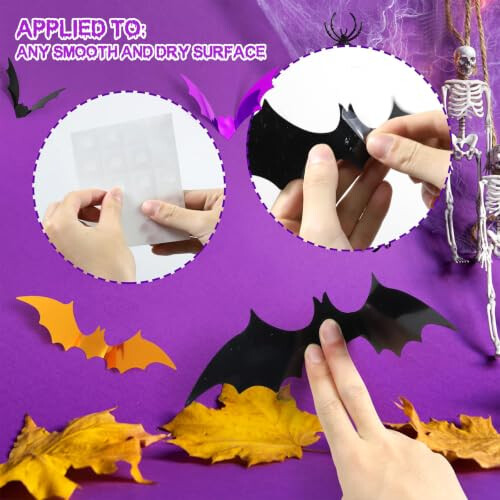 96PCS Halloween Bats Decorations 3D Wall Window Stickers Set Party 1