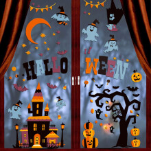 Halloween Window Sticker, 150pc Bats Ghost Window Decal for Halloween Party Decoration