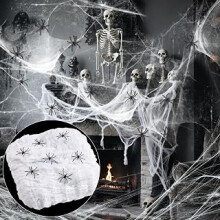 900 Square Feet Halloween Spider Web Decorations 40pcs Fake Spider
