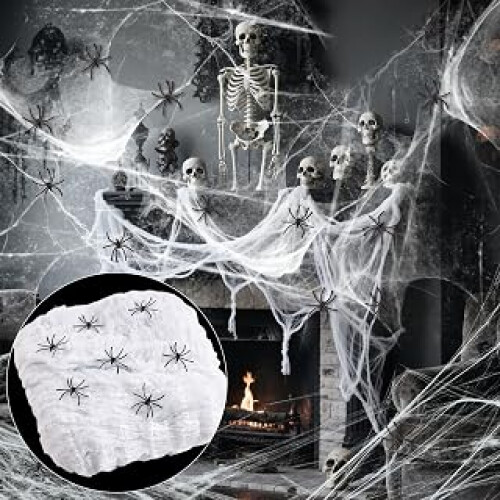 900 Square Feet Halloween Spider Web Decorations 40pcs Fake Spider