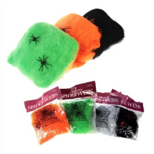 of 4] Halloween Party Spider Webs Creepy Cobwebs Decoration | Includes Spooky Spiders Webbing Colours: White, Black, Green, Orange