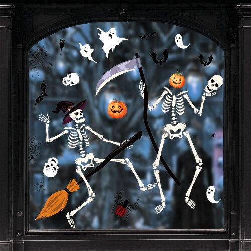Large Halloween Window Stickers, Isisyu 9 Sheets Halloween Window