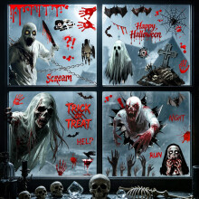 Halloween Window Stickers Scary Bloody Zombie Handptints Window