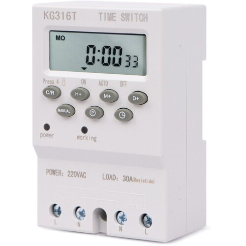 KG316T-III 220VAC 30A Digital Timer  KG316T Automatic Electronic Timer Programmable Relay 168 Hours  Control