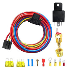 Electric Fan Relay Kit 12V 60 AMP Electric Radiator Cooling Waterproof Fan Relay Kit with Thermostat Control
