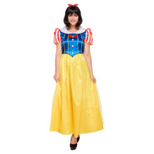 Womens Snow Princess Fancy Dress Outfit with Red Hairband Fairytale