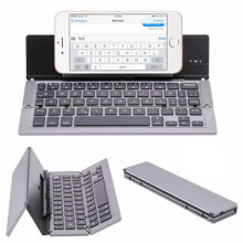 (Grey) Folding Wireless Keyboard with Phone Holder Lightweight Practical Quiet Keyboard for PC Laptops Tablets
