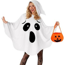 White Ghost Cape with Hood, Womens Halloween Costume Adult, Ghost