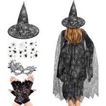 Halloween Witches Costumes for Women, 51In Ladies Spider Web Cape