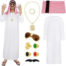 Costume Men 4/10PCS Arabian Costume White Sheik Robe Arabischen