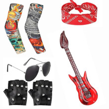 7PCS Kids Rock star Fancy Dress Set, Star Costume for Child Star Fancy Dress, Punk Rock Star Costume Accessories for Boys Girls Halloween Theme Party