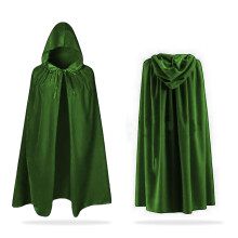 Green Cape Hooded Cape Witch Velvet Cloak Halloween Cosplay