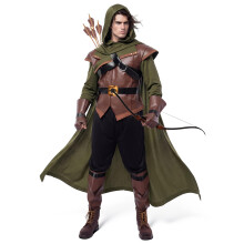 Creations Renaissance Robin Hood Deluxe Men Costume Set Made of Leather for Halloween Dress Up Party