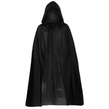 140cm Black Hooded Witch Cape | Adult Halloween Cosplay Cloak | Versatile Fancy Dress Accessory for Masquerade Party