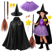 for Girls World Book Day Costume, Cape, Nose Prop, Hat, Magic Wand,