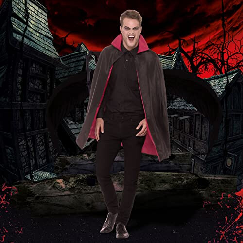 Black Red Cape Halloween Stand-Up Collar Witch Cosplay Accessories 1