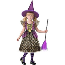 Costume Halloween Glitter Witch Fancy Dress Up for Girls Purple Witch