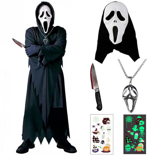 5Pcs Set Kids Screamerer Costume, with Ghost Face Mask, Complete