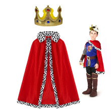 King Costume Set for Kids Prince Cloak & Crown 2 Pcs Set for Role Play, Halloween & Nativity, 80cm for Kids 90-135cm