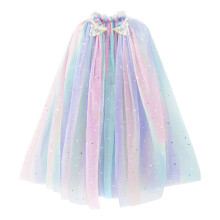 Princess Cape, Colorful Princess Cloak Sparkling Sequins Tulle Carnival Birthday Party Cosplay Dress Up for Girls (70 cm)