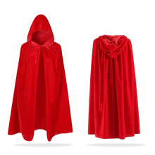 Red Velvet Witch Cloak Hooded Cape Costume for Kids 90cm Halloween, Christmas, World Book Day